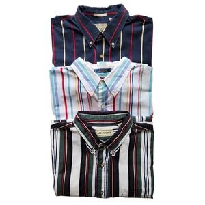 Vintage 90s Vertical Stripe Button Down Shirts Size XL Colorful Retro Streetwear